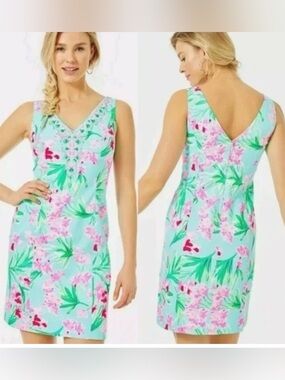 Lilly Pulitzer Veya Aqua Al Fresco Isn’t She Lovely Size 10 Shift Dress